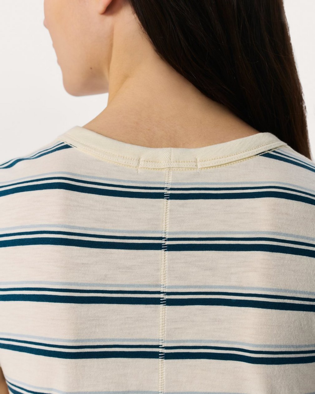 The Slub Striped Tee - Ivory/Blue Multi - Image 6