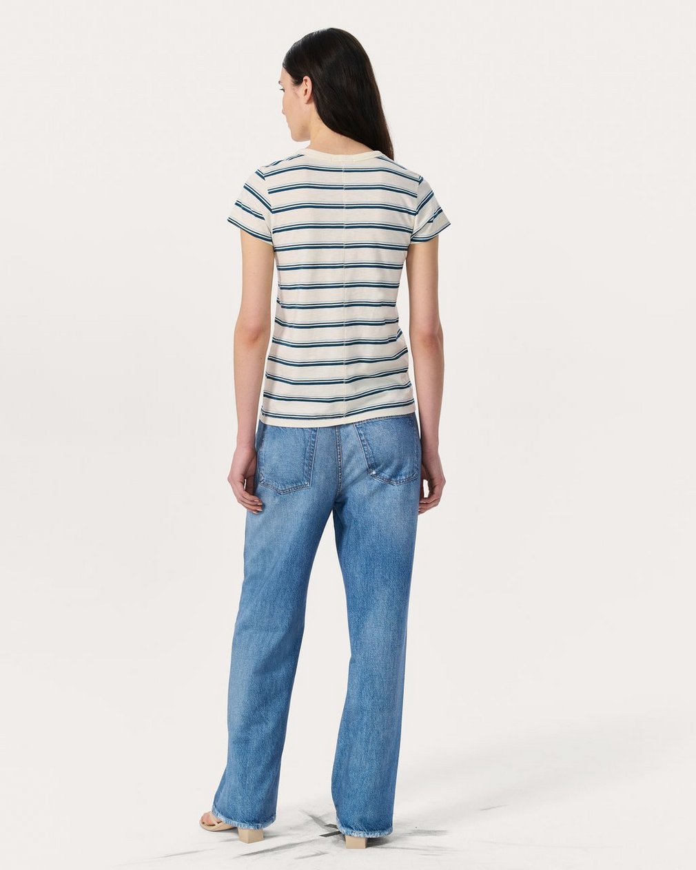 The Slub Striped Tee - Ivory/Blue Multi - Image 7