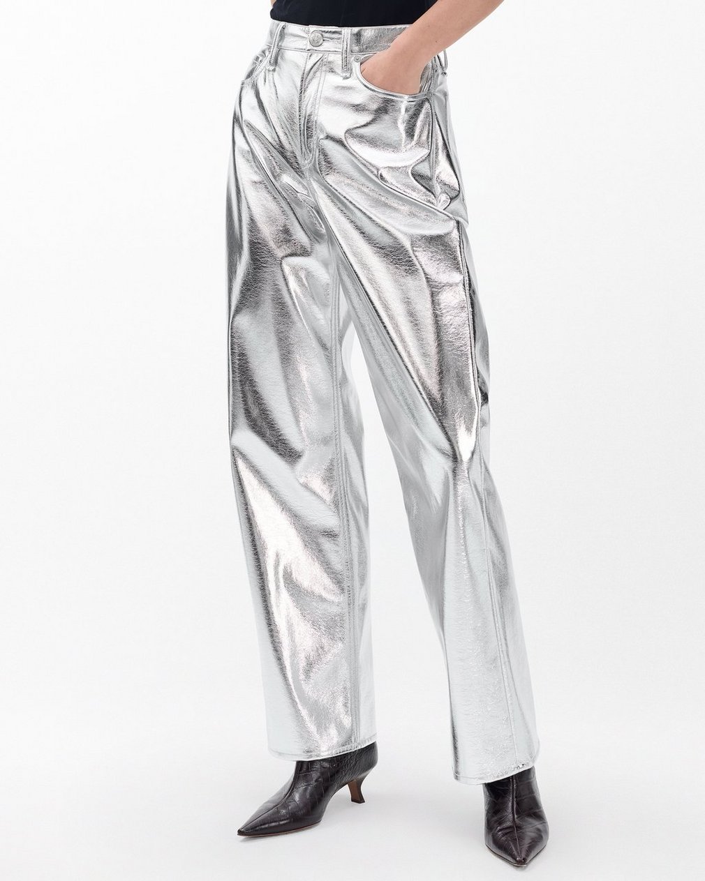 Logan Faux Leather Pants - Silver - Image 4