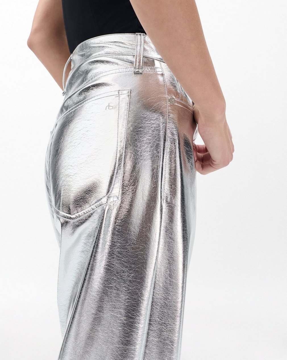 Logan Faux Leather Pants - Silver - Image 5