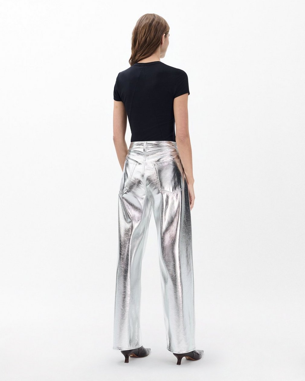 Logan Faux Leather Pants - Silver - Image 6