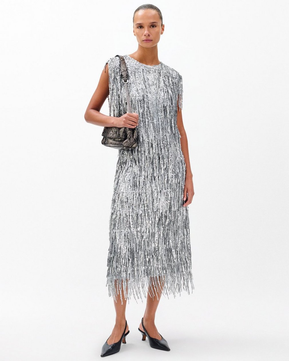 Billie Sequined Tassel Midi Skirt - Gunmetal - Image 3