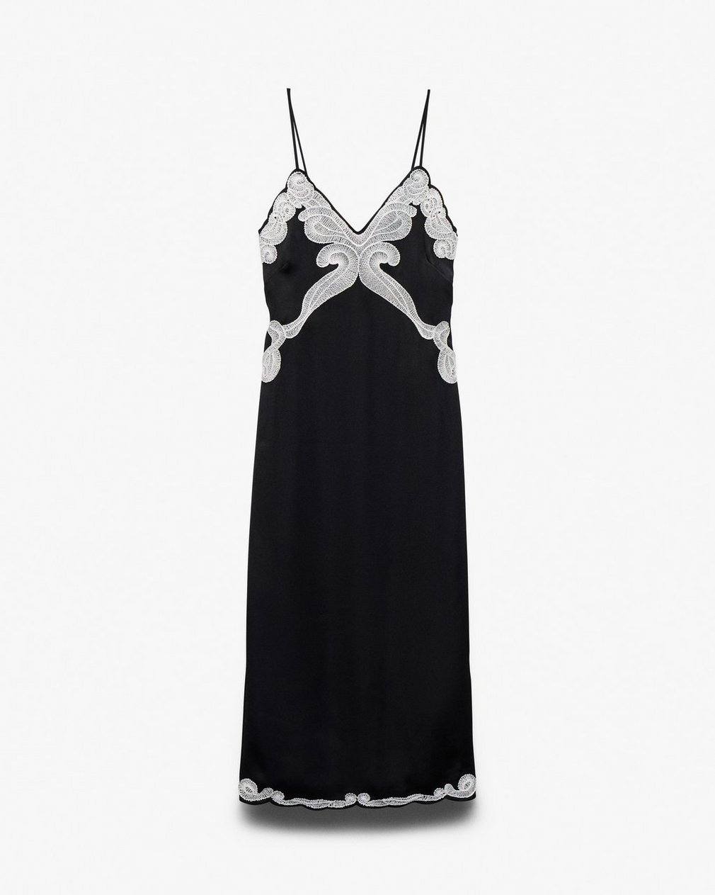 Ann Embroidered Slip Dress - Black - Image 2