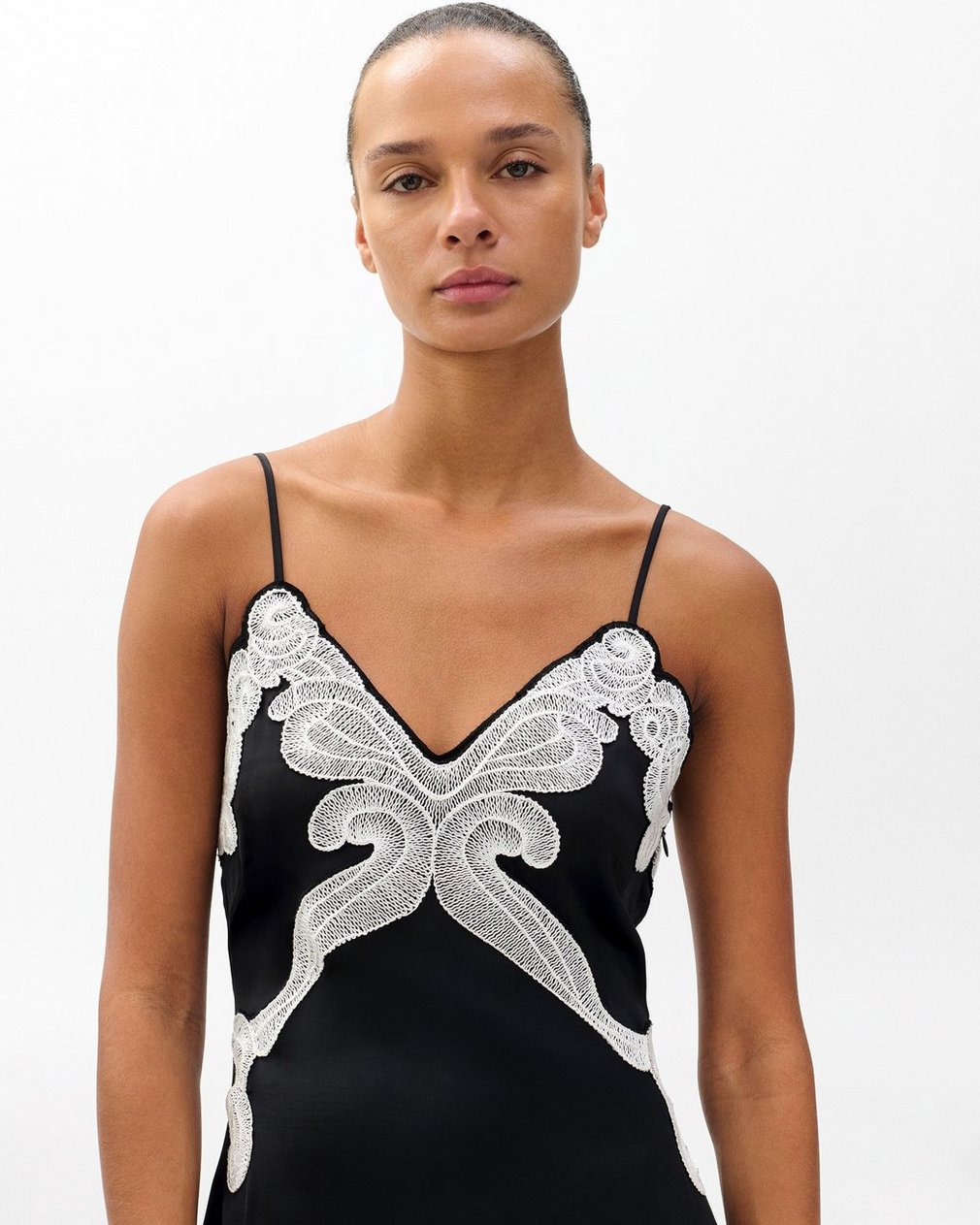 Ann Embroidered Slip Dress - Black - Image 4