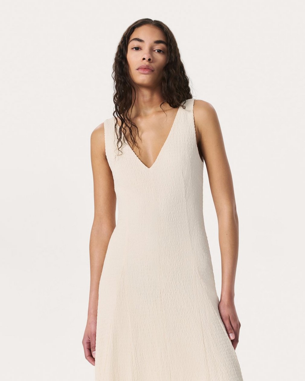 Lou V-Neck Midi Dress - Ivory - Image 3