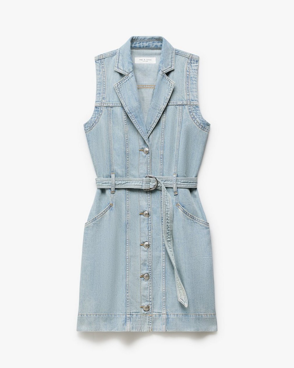 Renata Belted Denim Mini Dress - Mar - Image 2