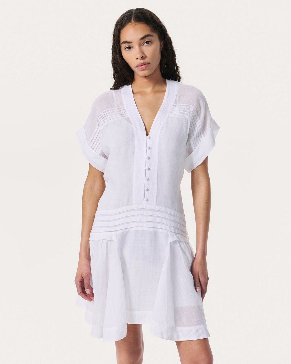 Viviana Pintuck Dress - White - Image 3
