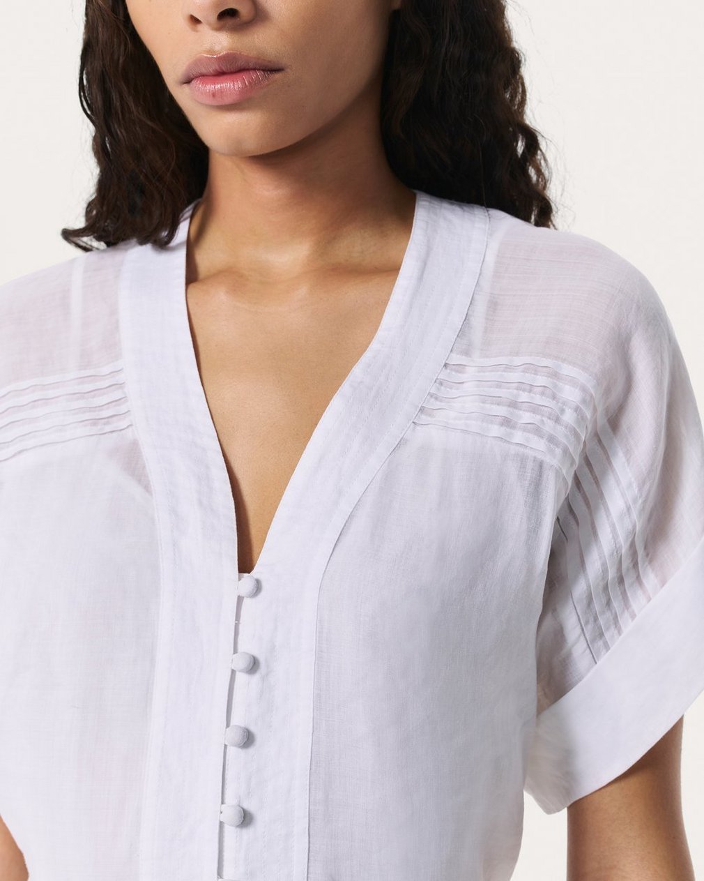 Viviana Pintuck Dress - White - Image 4