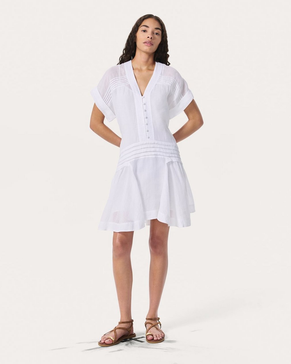Viviana Pintuck Dress - White - Image 7
