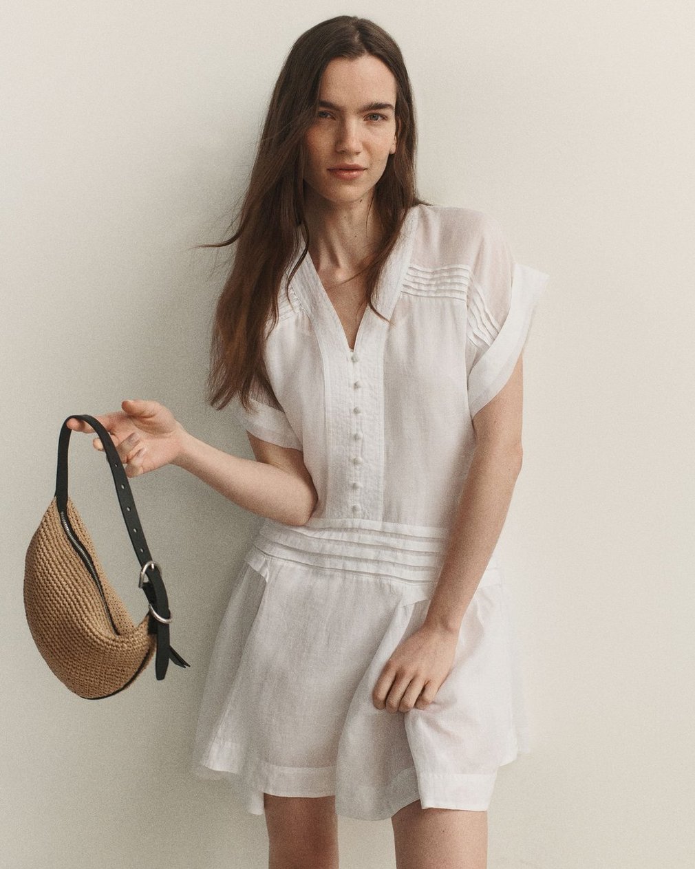 Viviana Pintuck Dress - White - Image 8