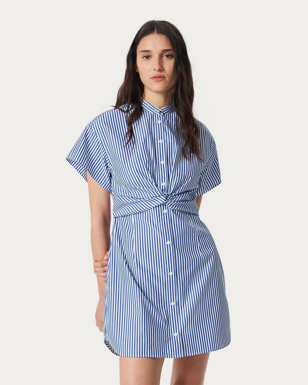 Gretchen Striped Shirt Dress - Navy Stripe - Image 3