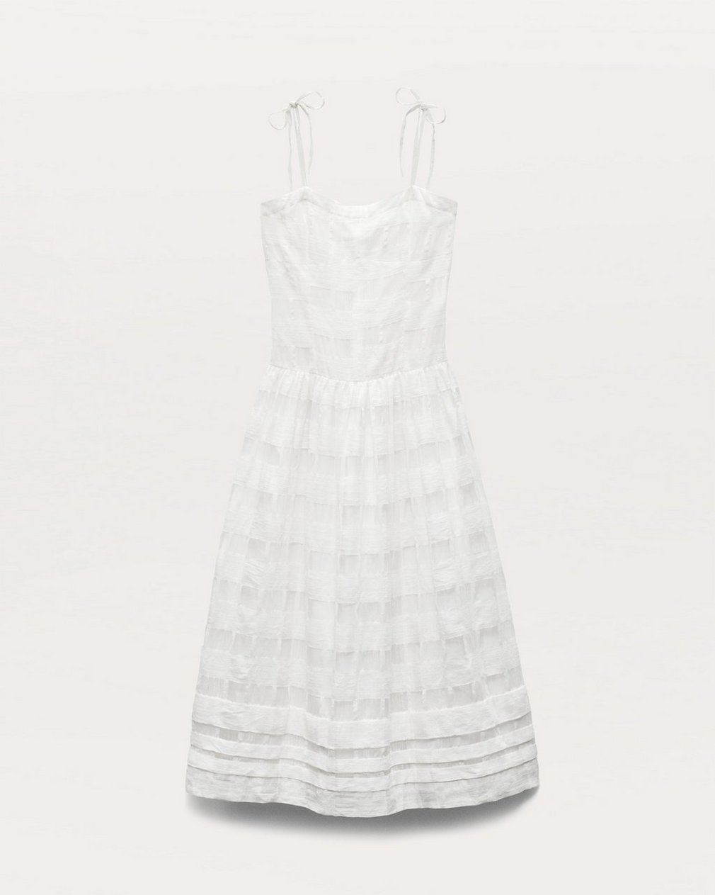 Presley Plaid Cotton-Blend Midi Dress - White - Image 2