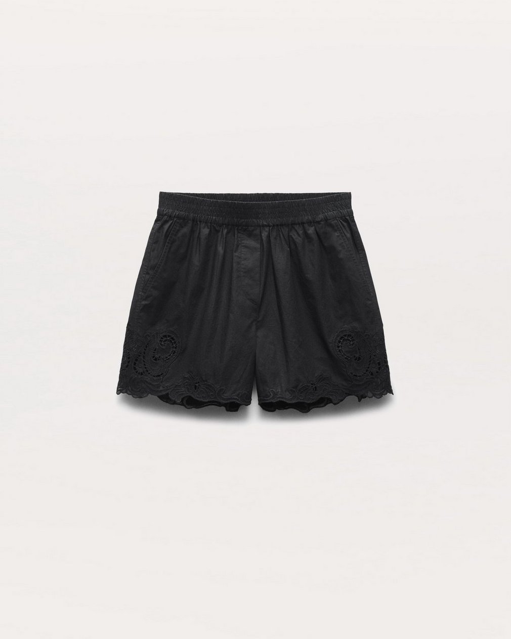 Emma Lace-Trim Poplin Shorts - Black - Image 2