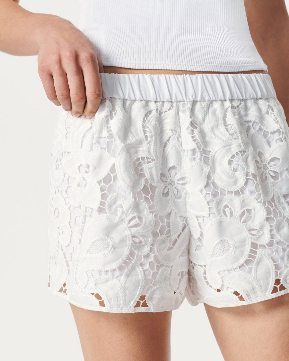 Women’s Amy White Lace Shorts - Image 4