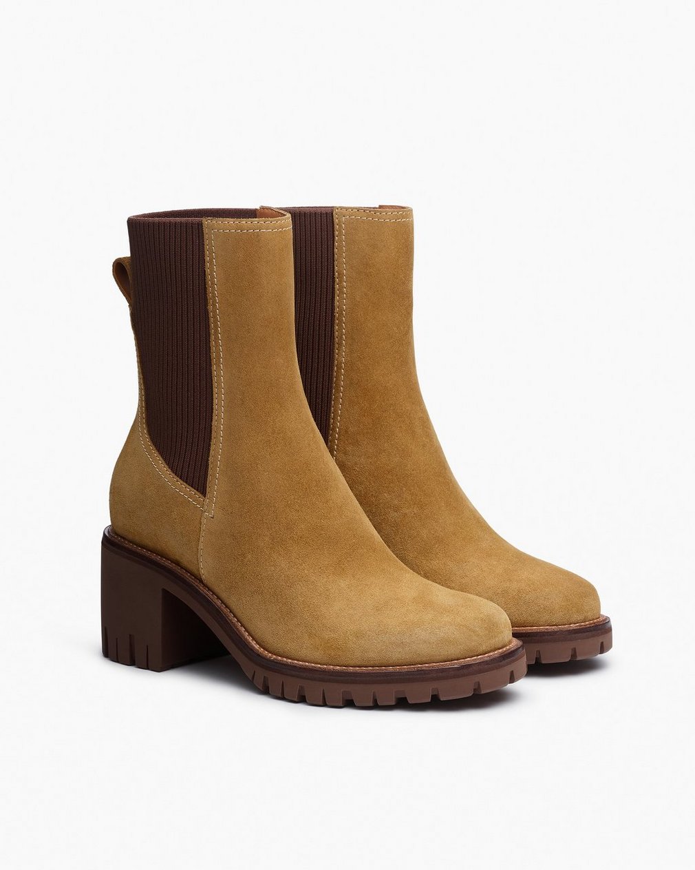 Corey Heeled Suede Chelsea Boots - Caramel Suede - Image 3