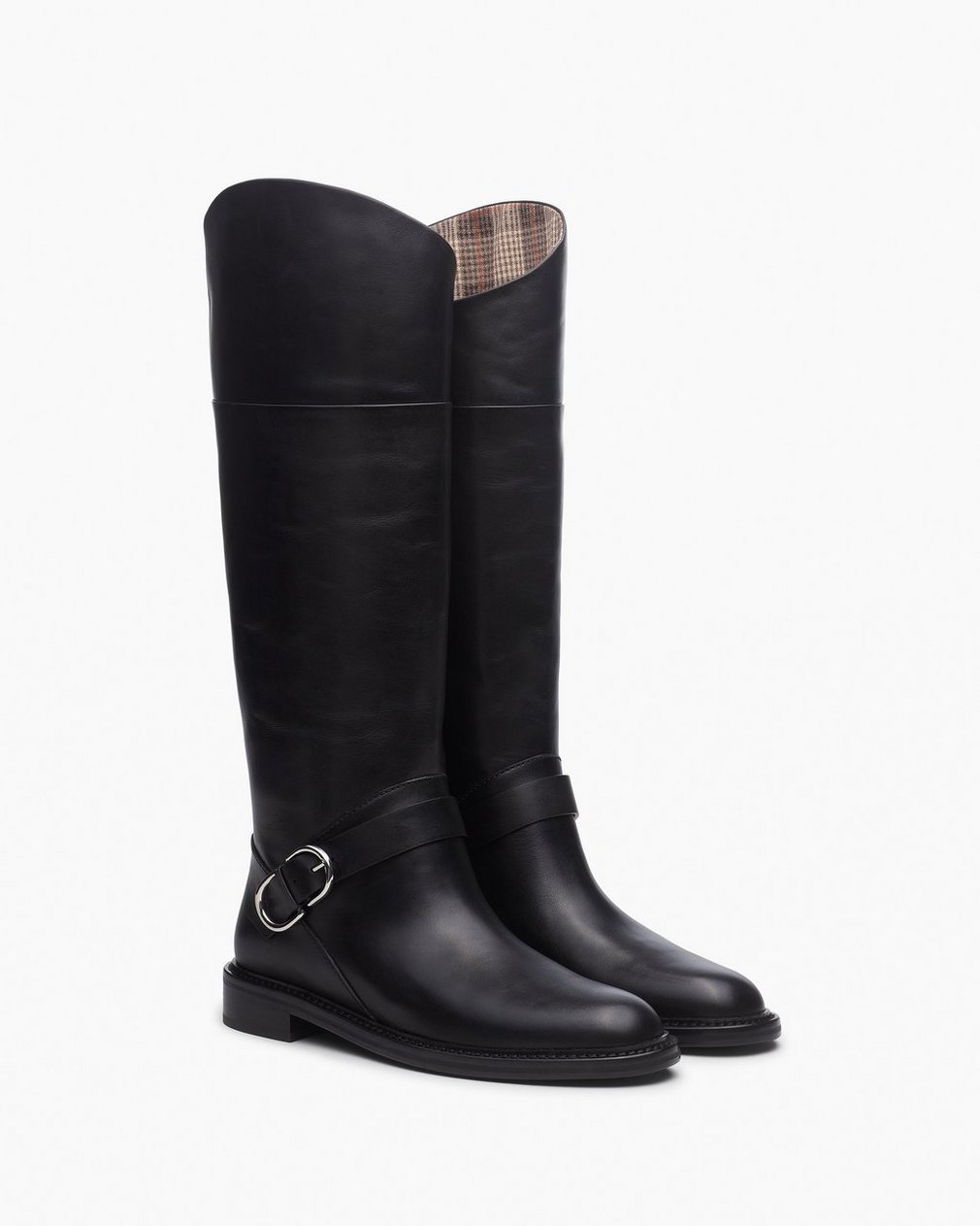 Hayden Leather Riding Boots - Black Wide Calf - Image 2
