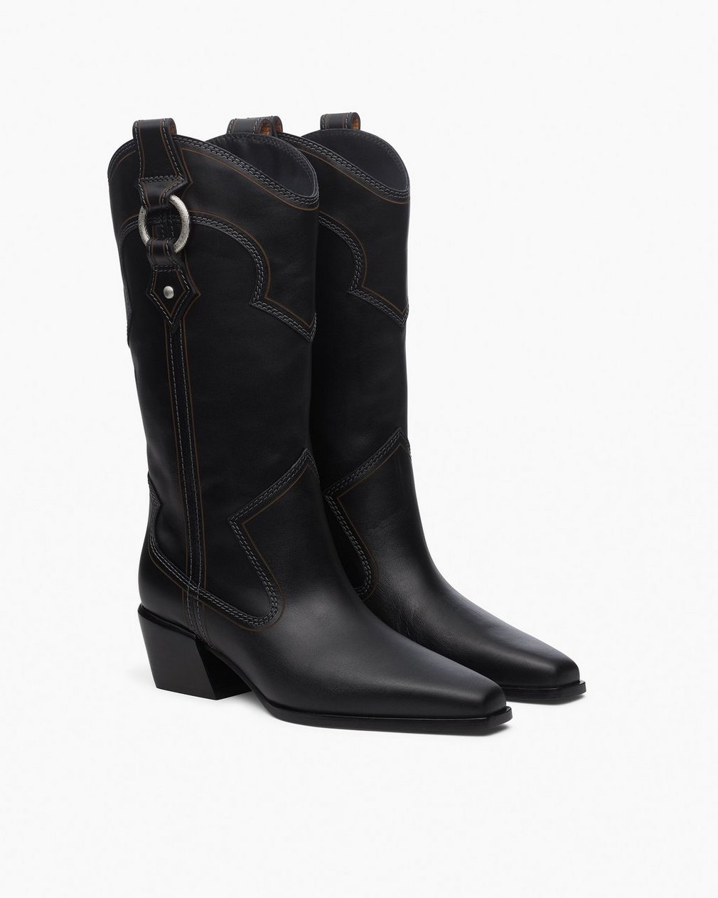Joni Leather Cowboy Boots - Black - Image 3