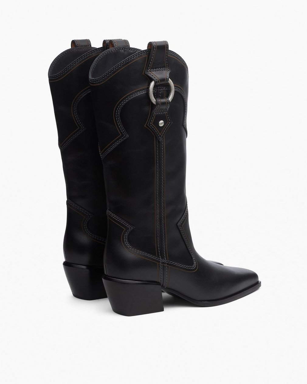 Joni Leather Cowboy Boots - Black - Image 4