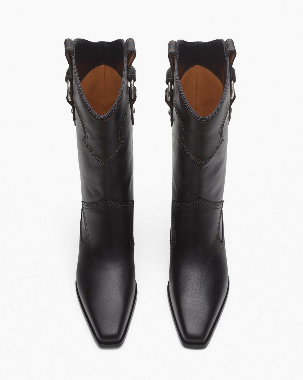 Joni Leather Cowboy Boots - Black - Image 5