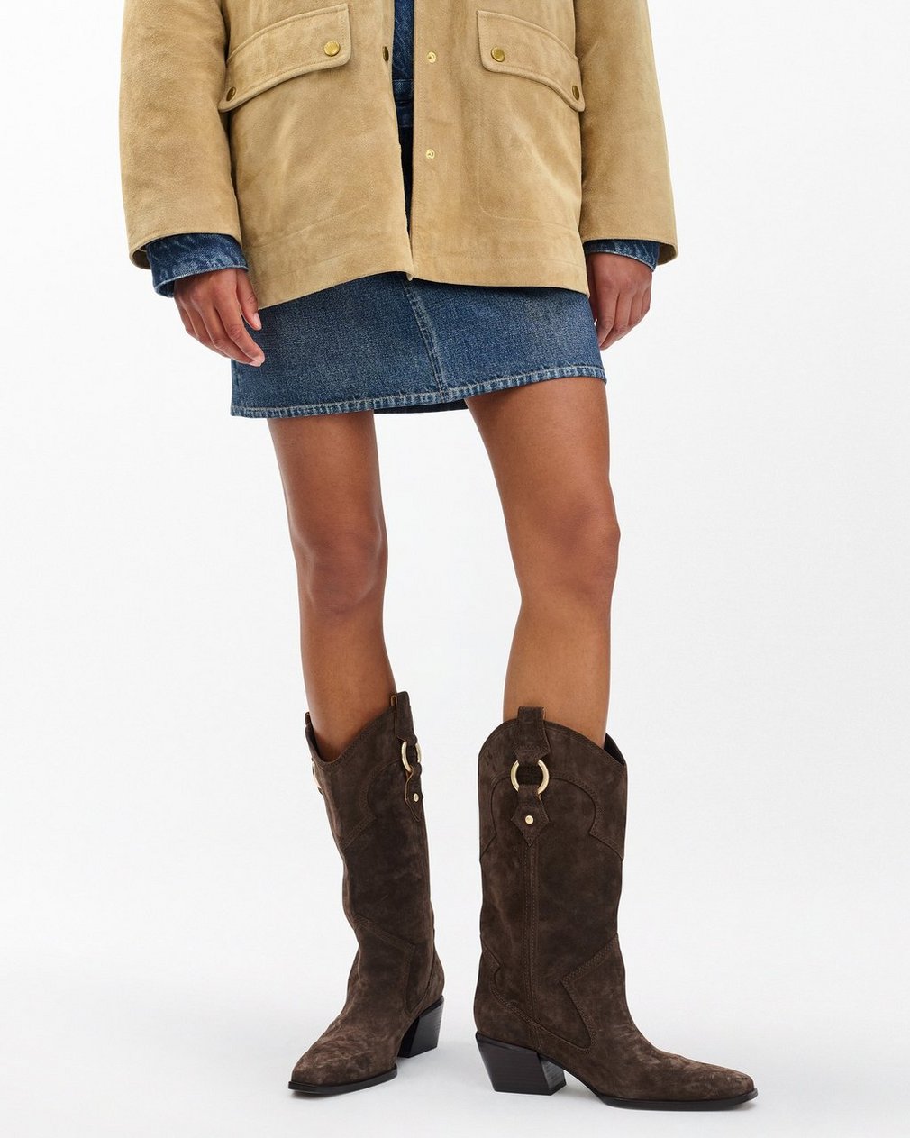 Joni Suede Cowboy Boots - Dark Espresso Suede - Image 2