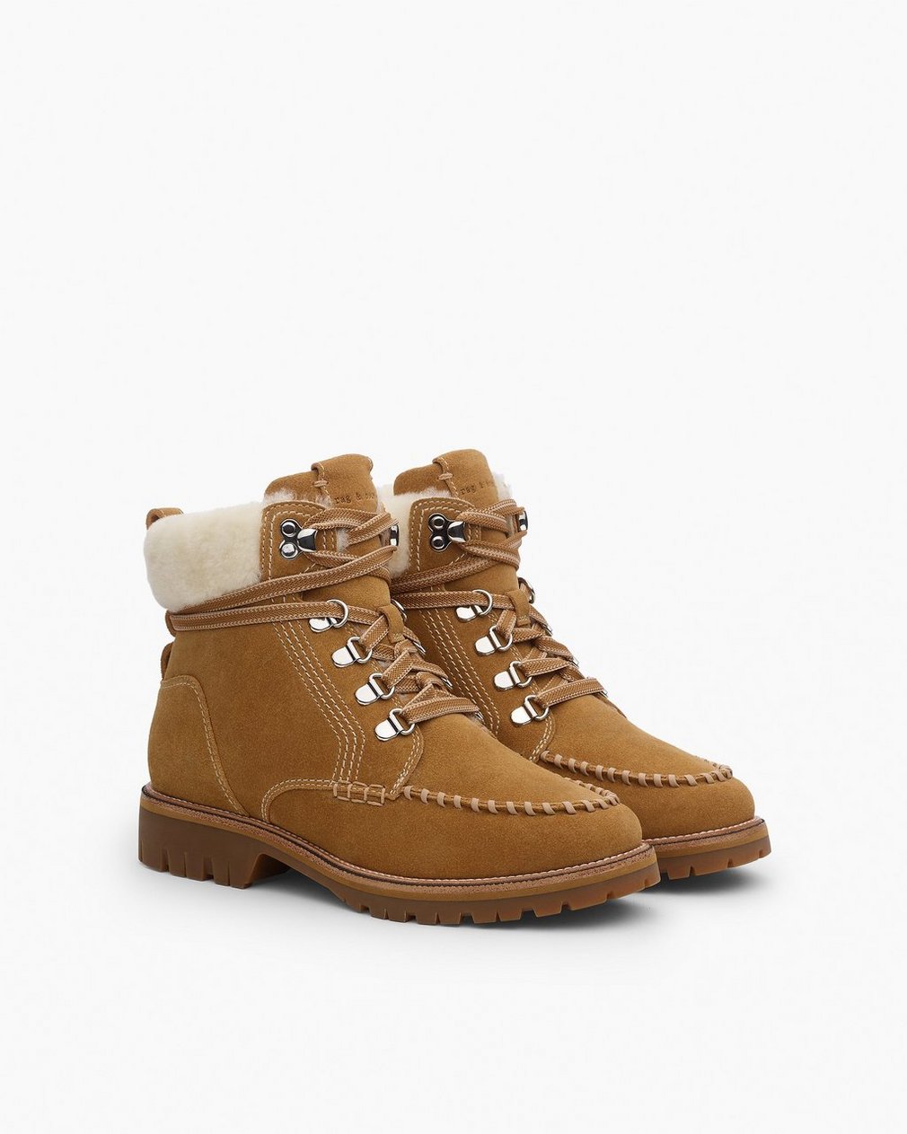Cameron Suede Shearling Hiking Boots - Caramel Suede Shearling - Image 4