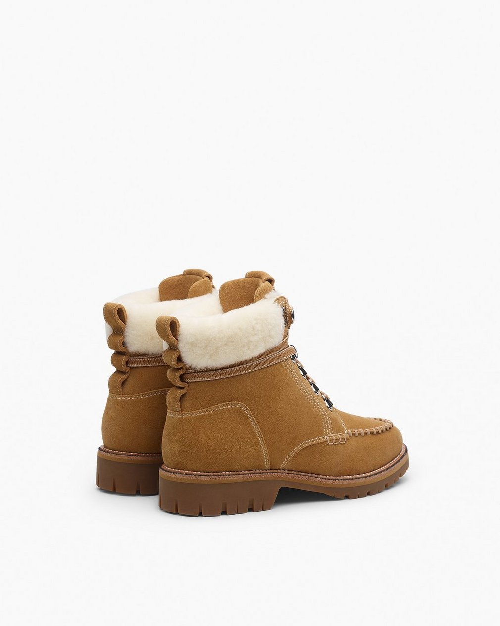 Cameron Suede Shearling Hiking Boots - Caramel Suede Shearling - Image 5