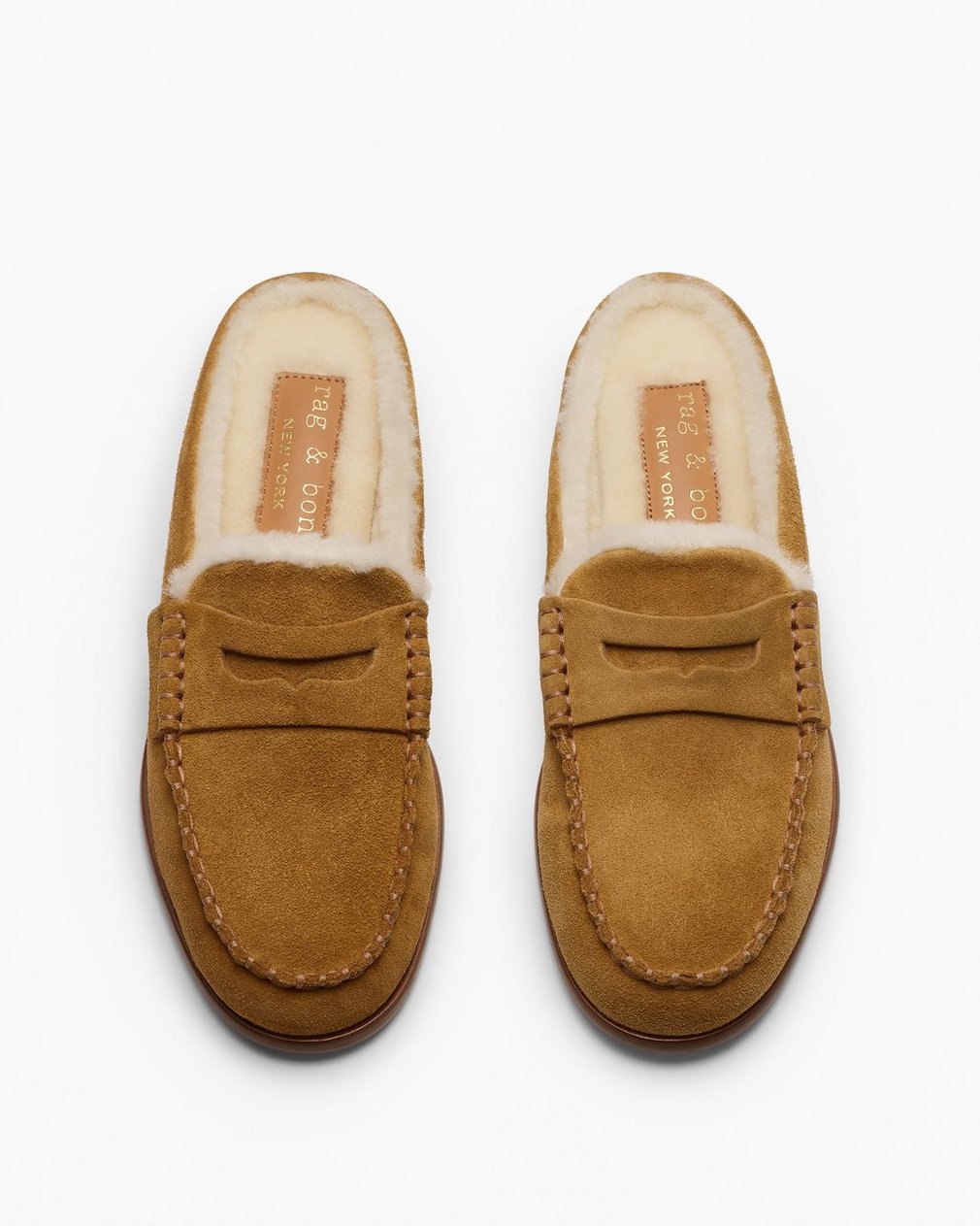 Carter Suede Shearling Mules - Caramel Suede Shearling - Image 5