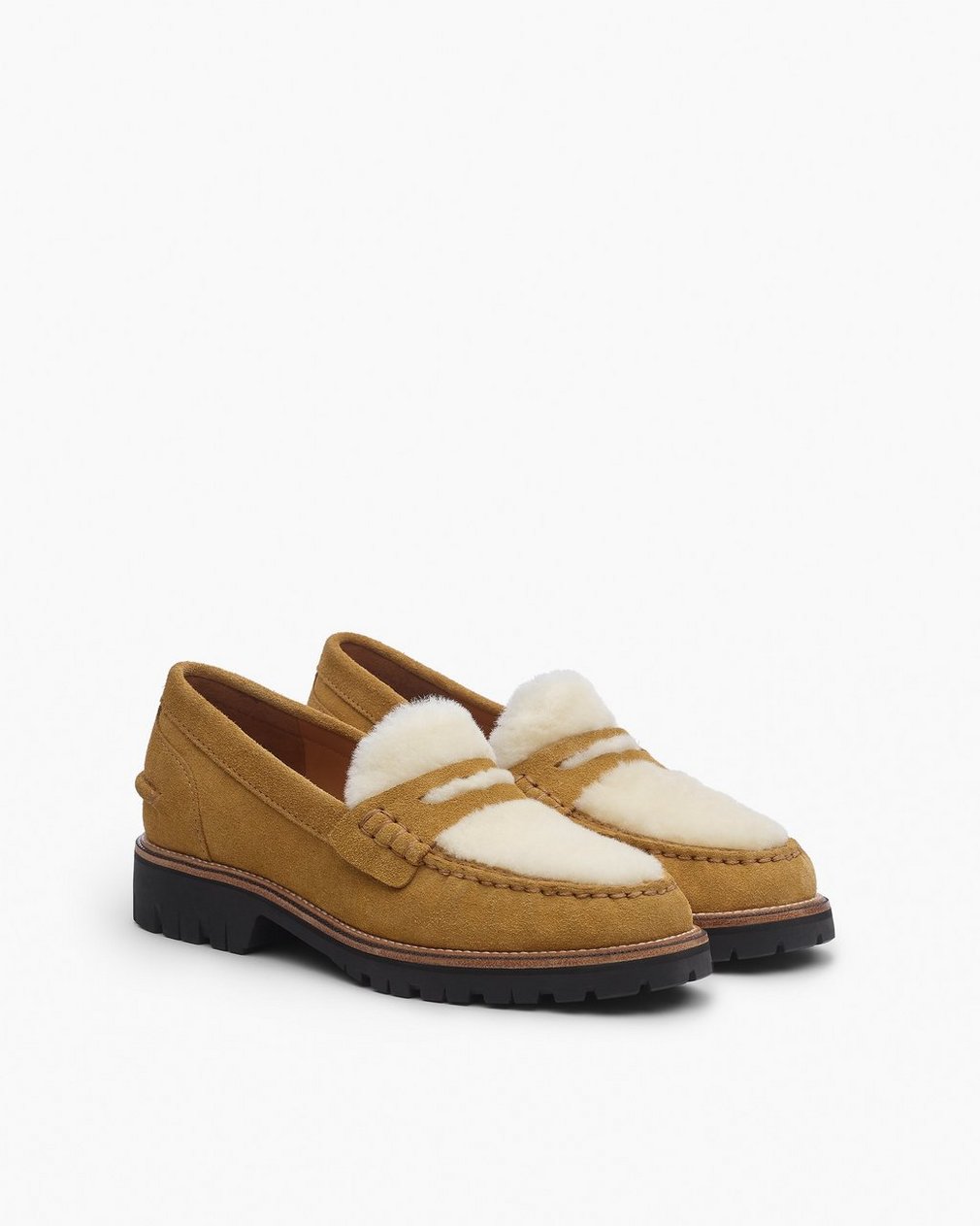 Corey Suede Shearling Loafers - Caramel Suede Shearling - Image 3