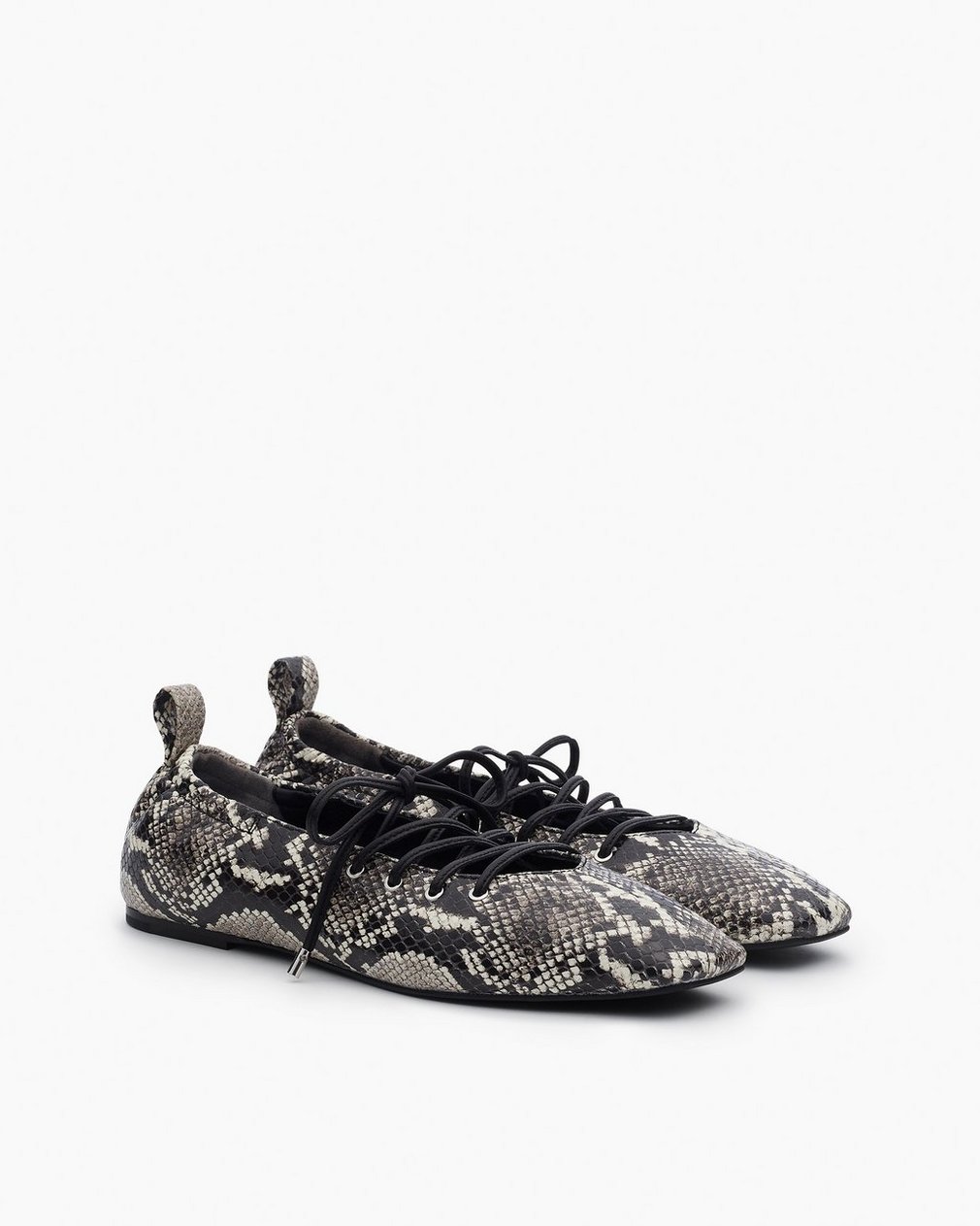 Sophia Embossed Leather Ballet Flats - White Snake - Image 3