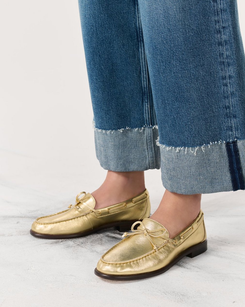 Carter Metallic Leather Boat Shoes - Gold - Image 2