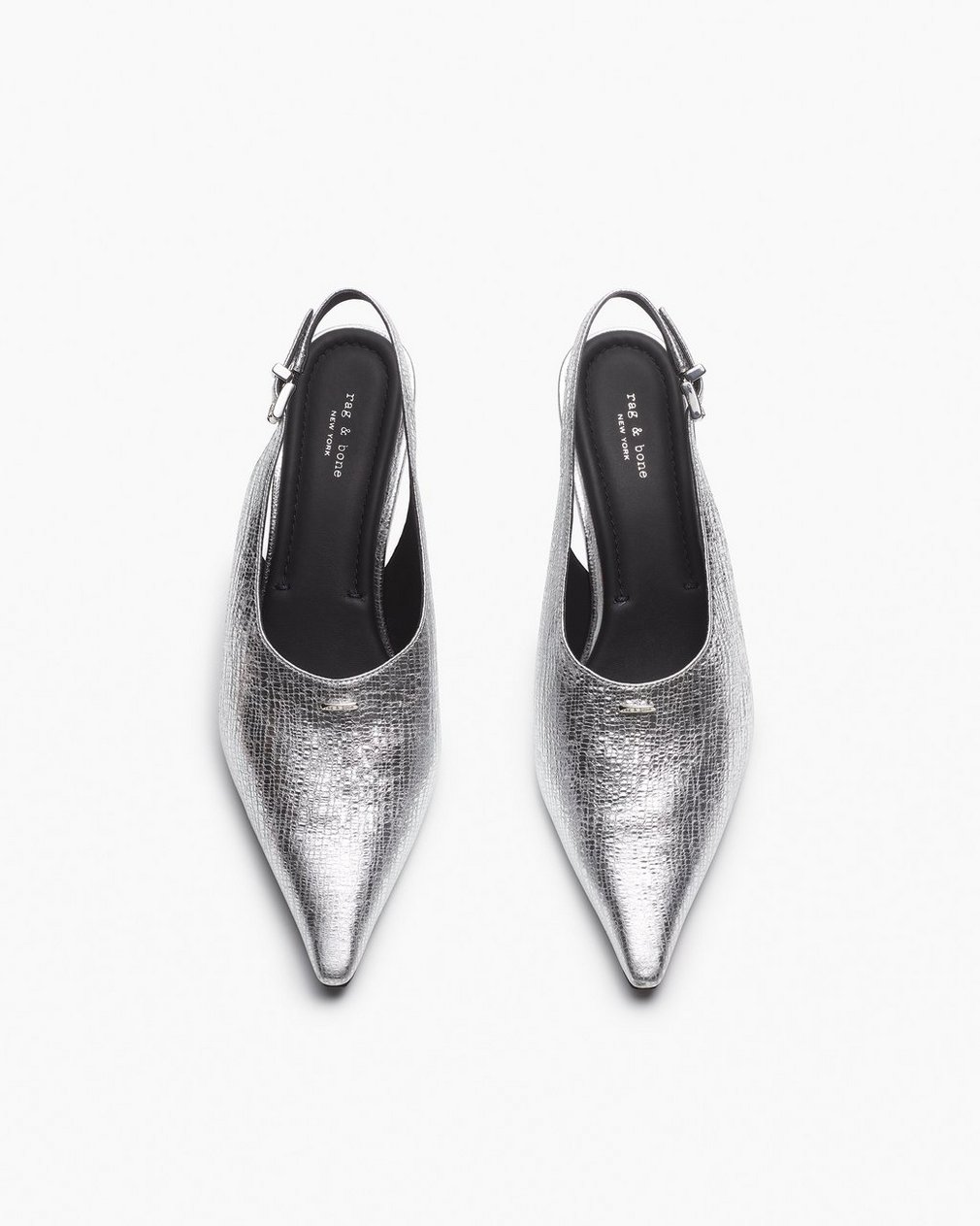 Mercer Leather Slingbacks - Silver - Image 5