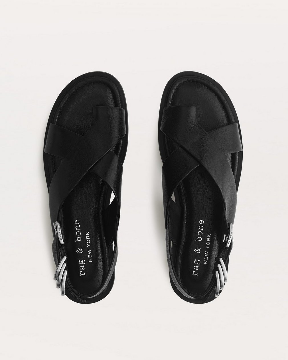 Gia Leather Crossover Sandals - Black - Image 4
