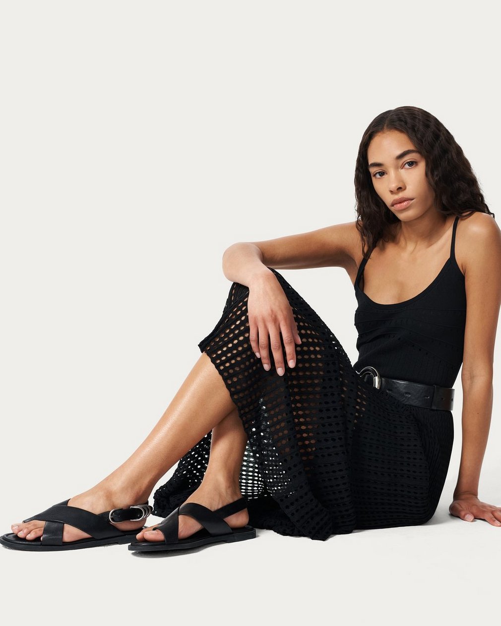 Gia Leather Crossover Sandals - Black - Image 6