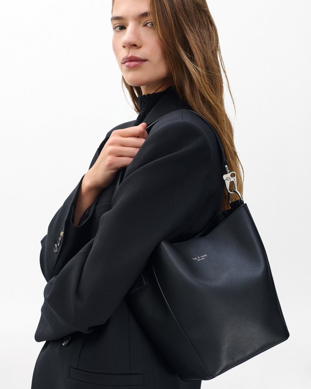 Parker Leather Bucket Bag - Black - Image 2