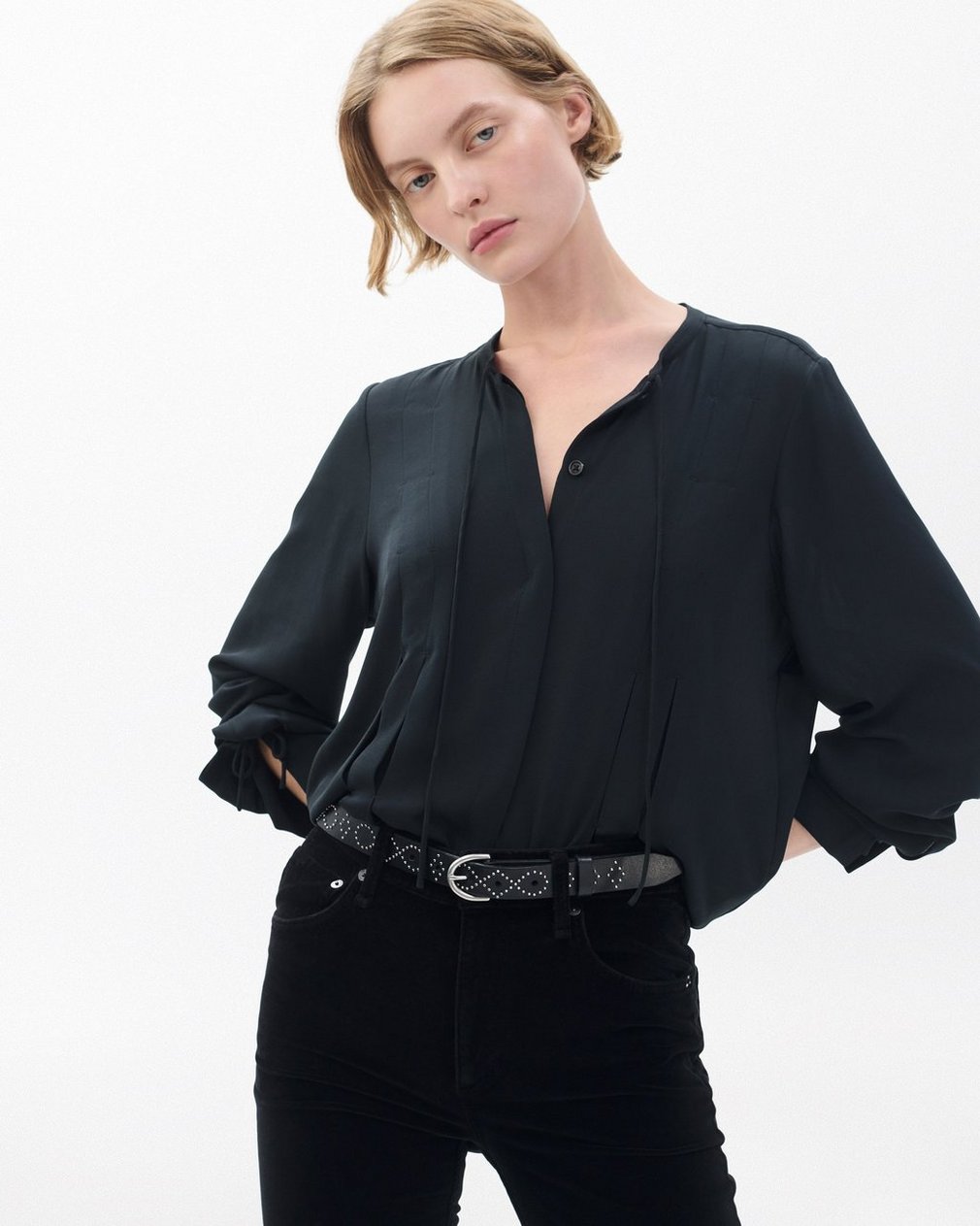 Maisie Studded Leather Belt - Black - Image 2