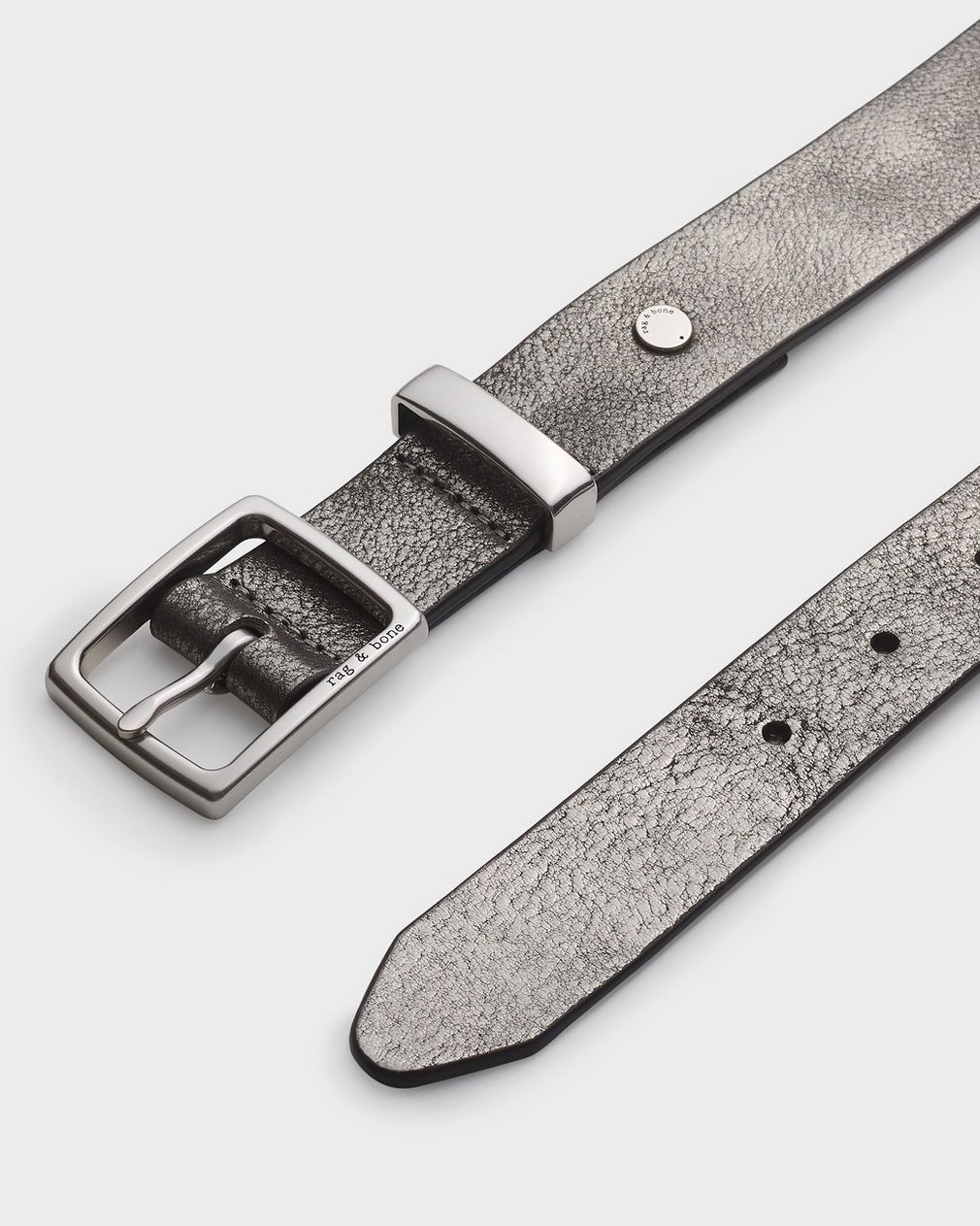 X Boyfriend Metallic Leather Belt - Gunmetal - Image 2