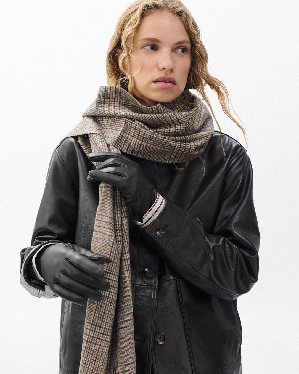 Joni Cashmere-Lined Leather Gloves - Black - Image 2