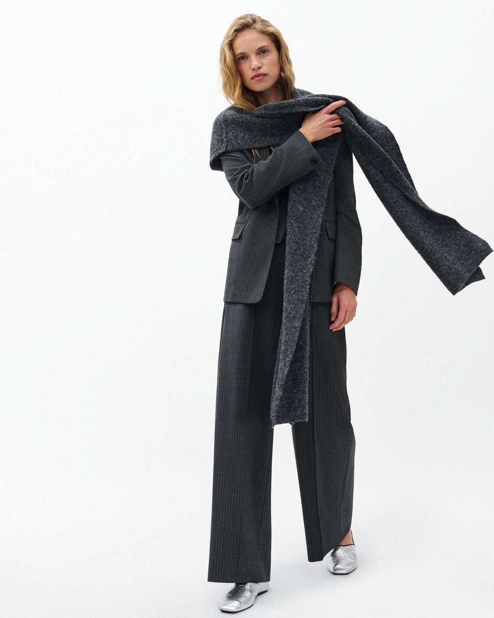 Jordyn Hooded Scarf - Charcoal - Image 3