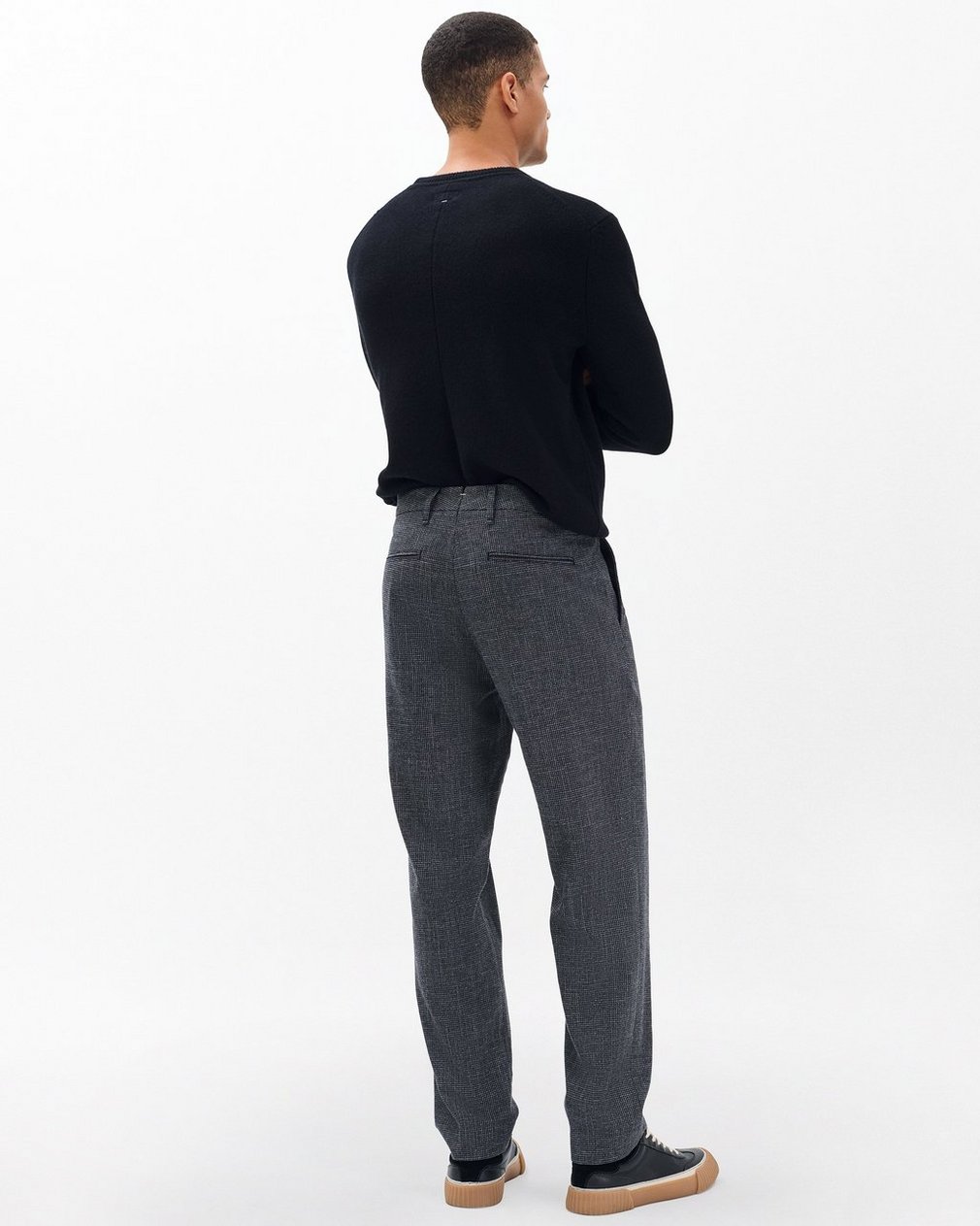 Evan Pleated Italian Houndstooth Trousers - Black/Grey - Image 6