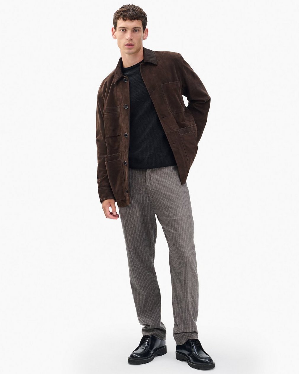 Evan Italian Flannel Trousers - Mink Stripe - Image 2