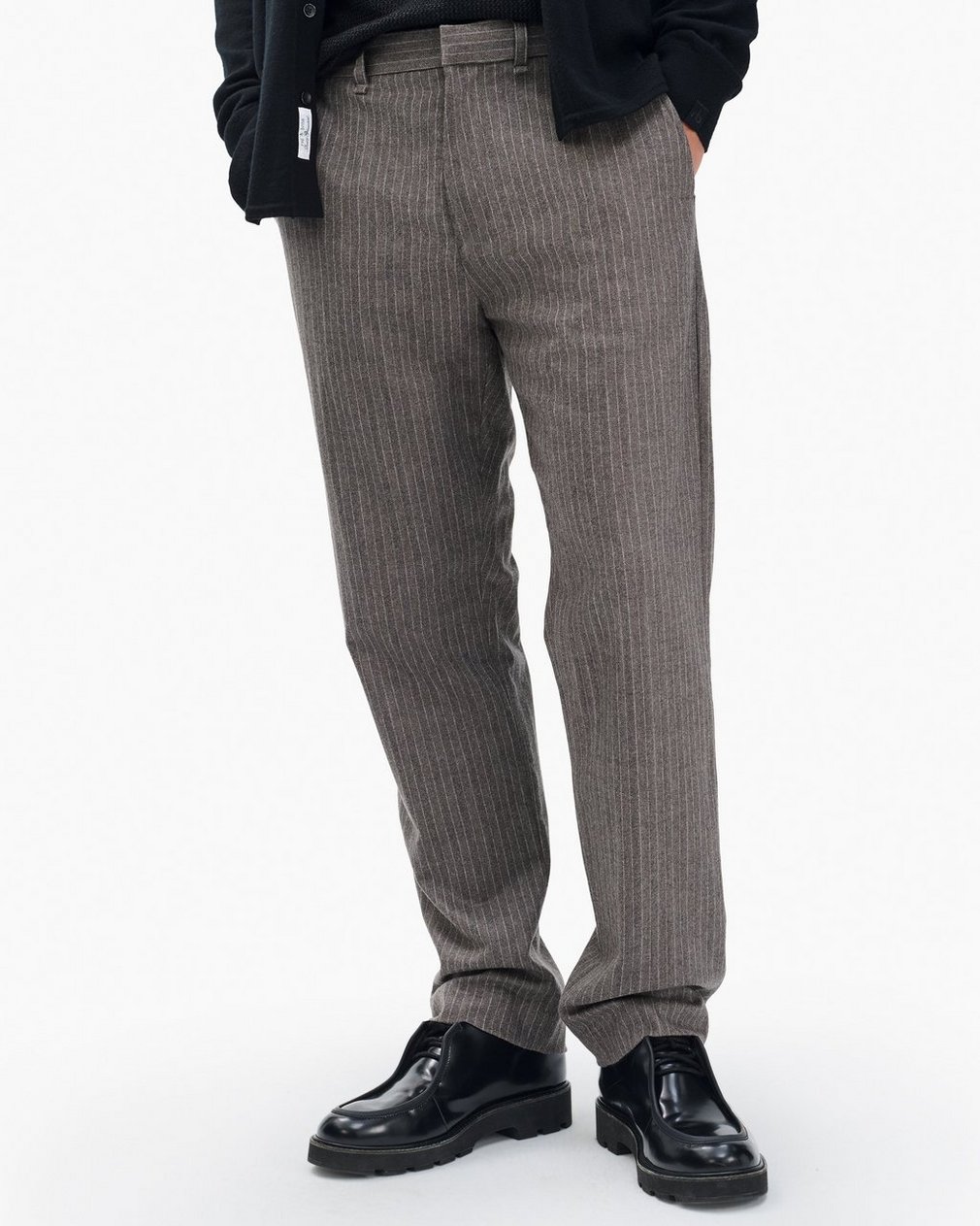Evan Italian Flannel Trousers - Mink Stripe - Image 3