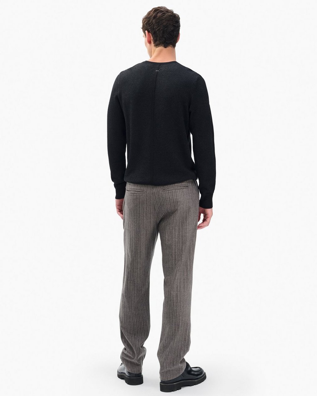 Evan Italian Flannel Trousers - Mink Stripe - Image 5