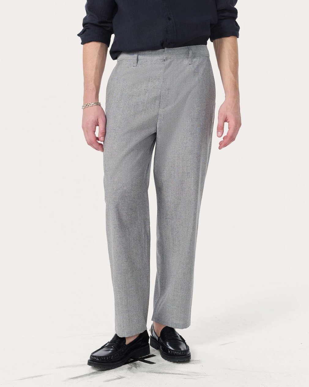 Baggy Wool-Blend Trousers - Grey - Image 3