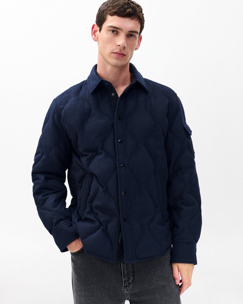 Dane Wool-Cashmere Quilted Shirt Jacket - Navy - Image 4