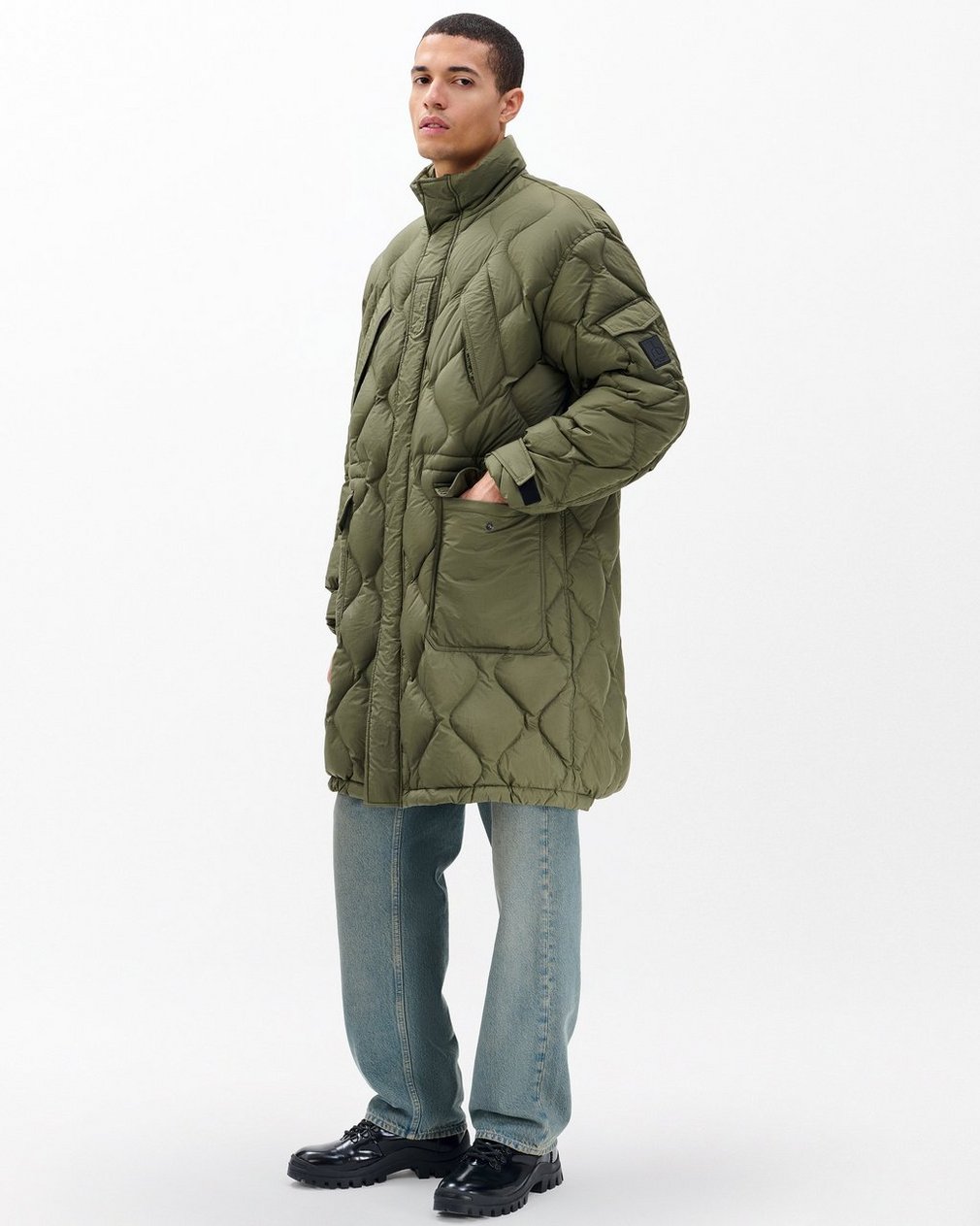 Dane Quilted Down Parka - Dark Olive - Image 3