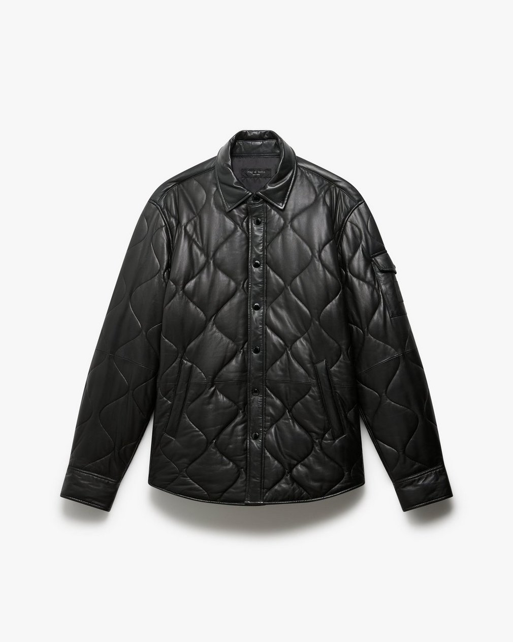 Dane Leather Quilted Shirt Jacket - Black - Image 2