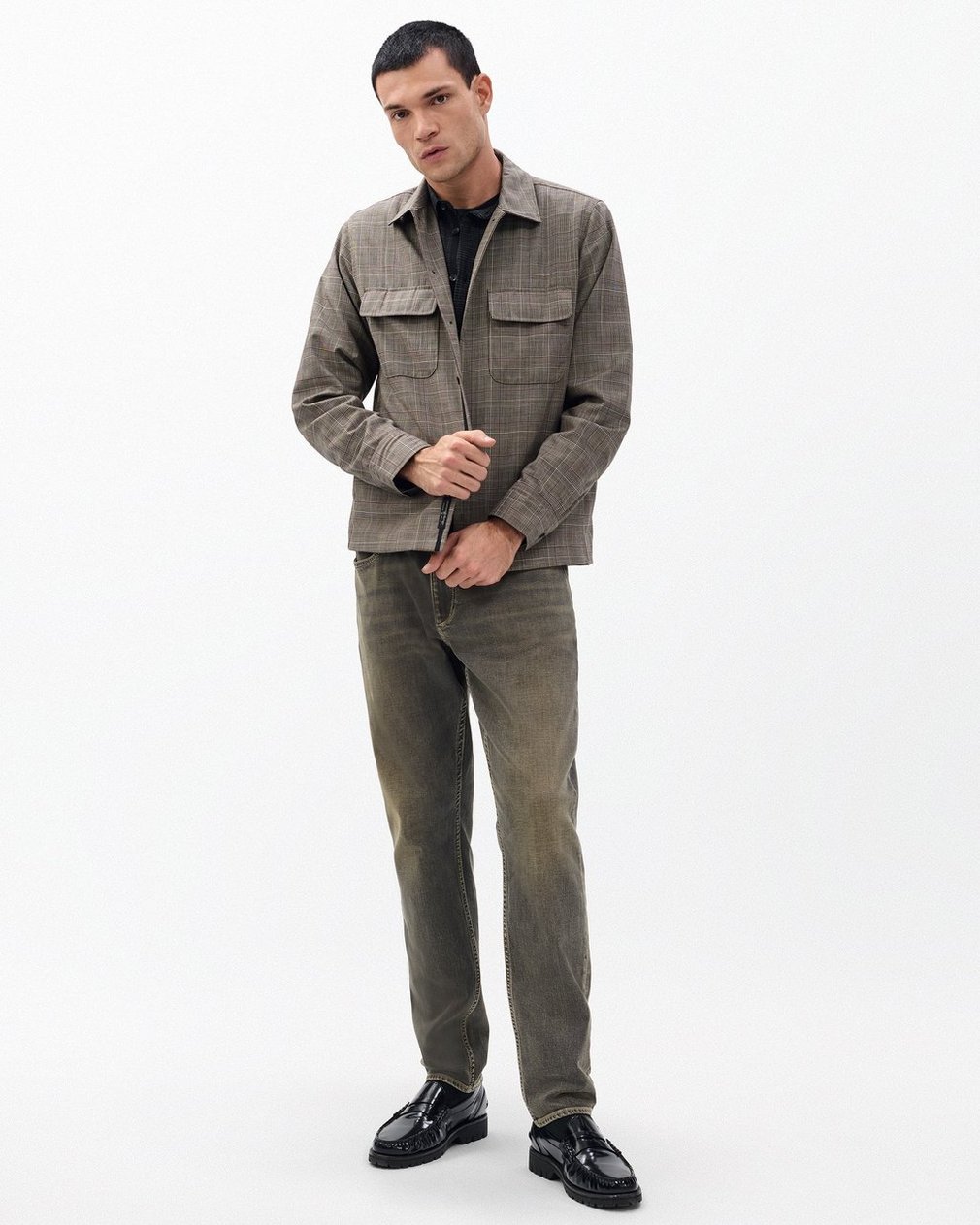 Isaiah Italian Wool Shirt Jacket - Grey Check - Image 3