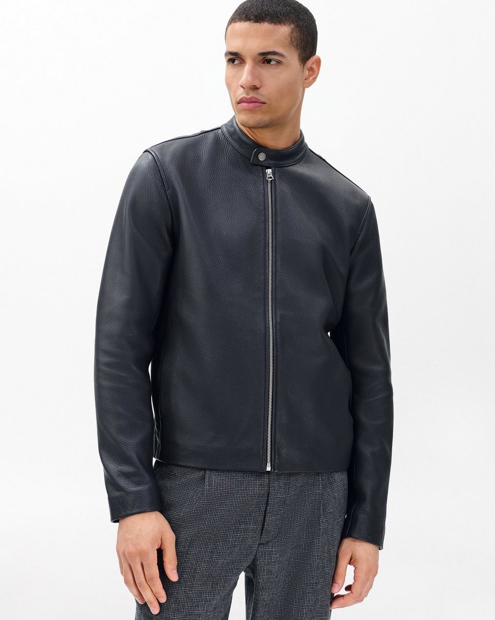 Café Racer Leather Jacket - Black