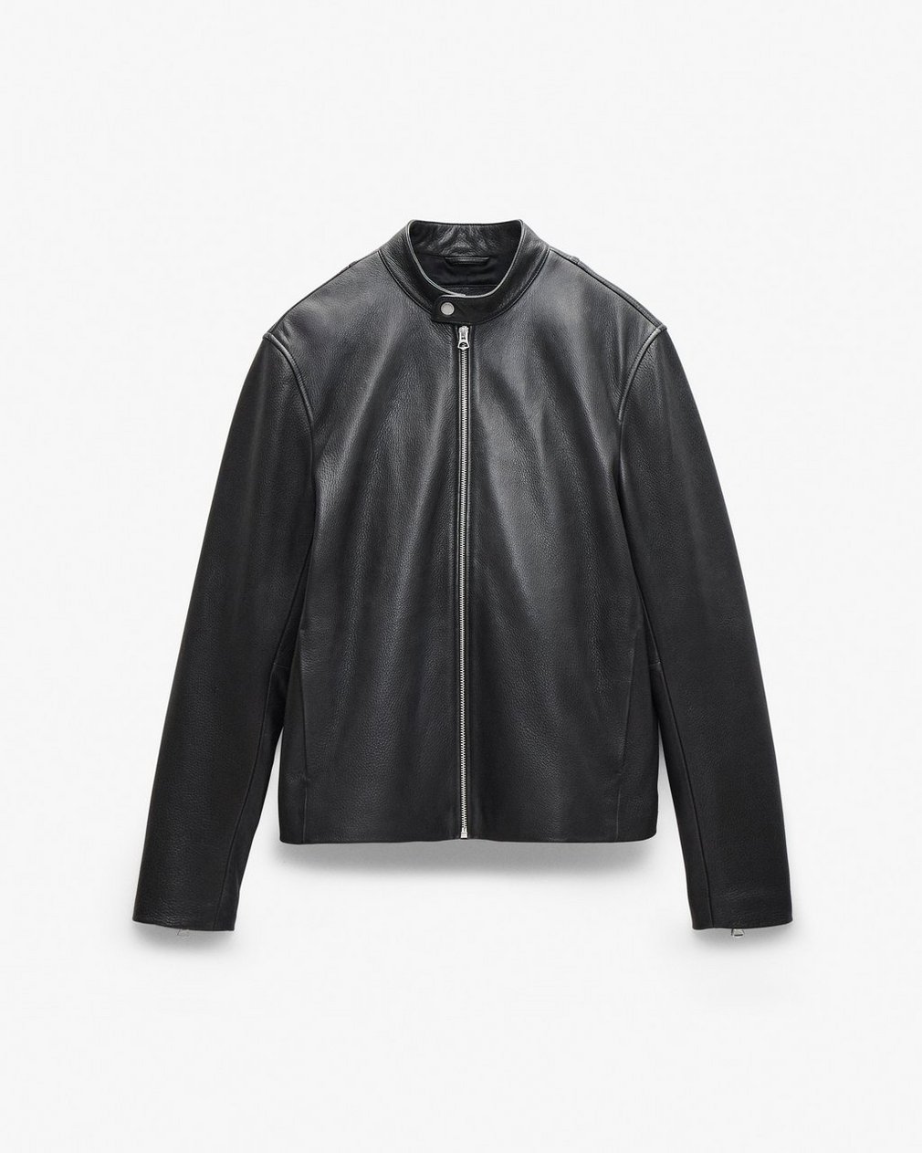 Café Racer Leather Jacket - Black - Image 2