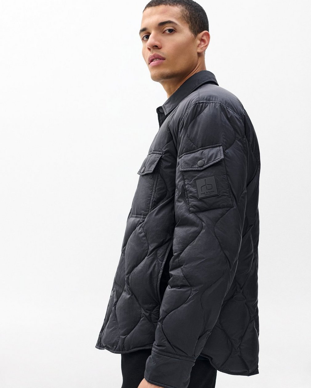 Dane Quilted Shirt Jacket - Black - Image 3